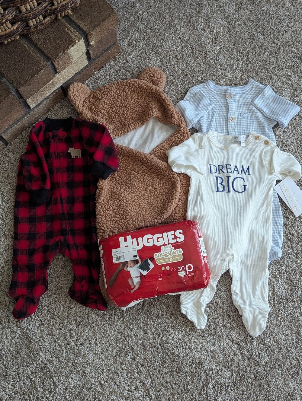 Baby Boy Clothing/Diaper Bundle 0-3 Months Newborn Sleepers